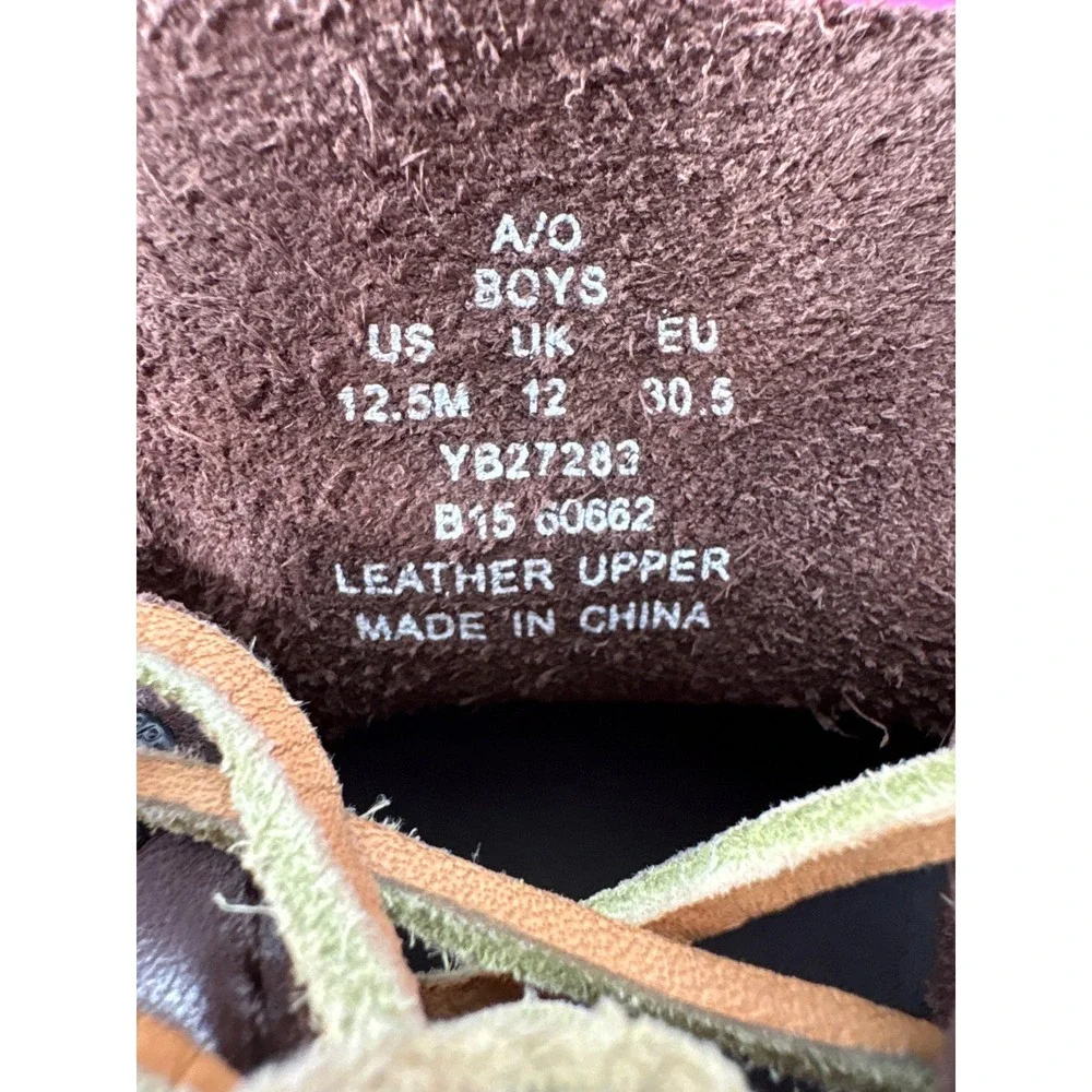 Sperry Boys Authentic Original Brown Leather Boat Shoes 12.5M Preppy Nautical‎